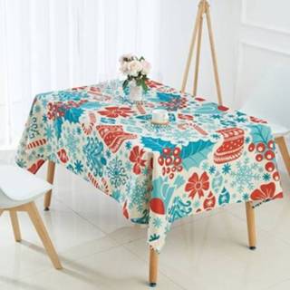 👉 Tafelkleed blauwe linnen active Huishoudelijk gecodeerd waterdicht tafelkleed, afmeting: 90x90cm (blauwe bloem)