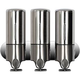 👉 Vloeibaar wasmiddel staal active Drievoudige hoteldouche Handmatige dispenser Wandmontage Shampoo Zeepfles, capaciteit: 1200 ml (roestvrij staal)
