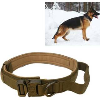 👉 Hondenhalsband kaki nylon l active verdikte grote en middelgrote tractiehalsband voor honden Hondenhalsband, maat: (kaki + lichtknop)