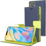 👉 Dagboek marineblauw leer active Voor iPhone 12 mini GOOSPERY FANCY Cross Pattern Horizontale Flip Leren Case met Houder&Kaartsleuven&Portemonnee (Marineblauw)
