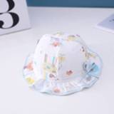 👉 Hoed hout active baby's C0387 Cartoon Gedrukt Patroon Baby Potmuts Lente Kanten Katoenen Hoed, Grootte: Ongeveer 46 cm (Hout)