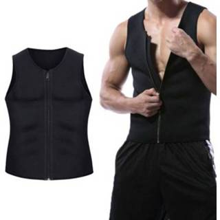 👉 Vest zwart l active mannen Heren Rits Buik Corset Fitness Kleding, Maat: (Zwart)