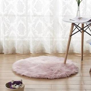 👉 Tapijt roze pluche active Lange ronde woonkamer decoratie imitatie wollen tapijtmat, maat: 120x120cm (roze)