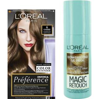 👉 Haarkleuring active L'Oréal Preference 06 Ombrie - Donkerblond + Magic Retouch Uitgroeispray 75 ml Pakket 7434942043031