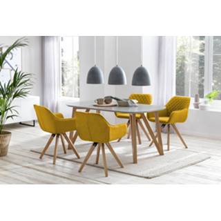 👉 Eetkamerstoel geel stoffen bekleding Artistiq 'Eli' kleur 4251744801514