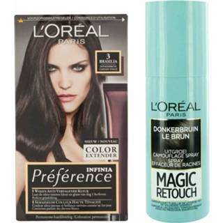 👉 Haarkleuring bruin active L'Oréal Preference 03 Brasilia - Donkerbruin + Magic Retouch Uitgroeispray 75 m Pakket 7434944536548
