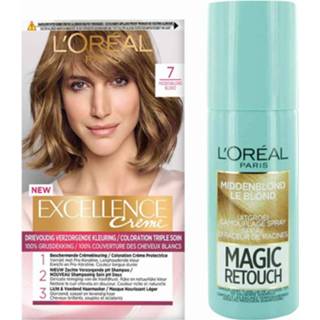 👉 Haarkleuring active L'Oréal Excellence Creme Haarverf 7 Middenblond + Magic Retouch Uitgroeispray 75 m Pakket 7434944593572
