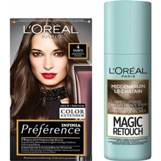👉 Haarkleuring bruin active L'Oréal Preference 04 Tahiti - Middenbruin + Magic Retouch Uitgroeispray 75 ml Pakket 7434944217225