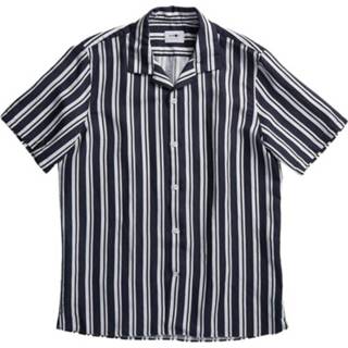 👉 Shirts korte mouw linnen XL male blauw Errico lyocell and linen striped short sleeves shirt