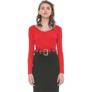 👉 Sweater XS vrouwen rood with rhinestones