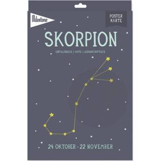 👉 Milestone poster sterrenbeeld Schorpioen A4 papier blauw (DE)