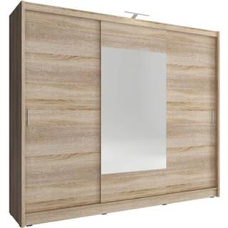 👉 Kledingkast eiken Meubella - Houston Licht Met Led-verlichting 250 Cm 8719425018416