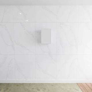 👉 Kolomkast wit mat solid surface hangend LAGOM Zaro volledig naadloos 45cm linksdraaiend. 7439656666637