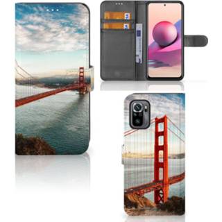 👉 Flipcover Xiaomi Redmi Note 10S | 10 4G Flip Cover Golden Gate Bridge 8720632700315