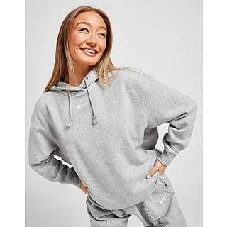 👉 Grijs wit s vrouwen Nike Sportswear Essential Collection Oversized fleecehoodie voor dames - Dark Grey Heather/Base Grey/White 195239564673