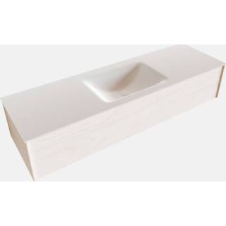 👉 Wastafel wit witte melamine bouw madrid zie tekst Badkamermeubel BWS 150x45x30 cm Mat Solid Surface (0 kraangaten) 8719304461012