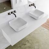 👉 Badmeubel solid surface talc mat MONDIAZ LAGOM 150cm 2 lades Wastafel BINX opzetkom dubbel zonder kraangat M64185TAM0M49903D 6011444128186