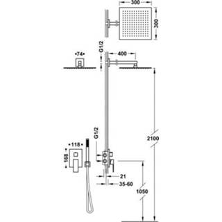 👉 Messing mengkraan keramisch bouw Cuadro Exclusive Mat Wit hendel vierkant Regendoucheset Inbouw Tres Met Wandarm en Handdoucheset Staafhanddouche 8429546538617