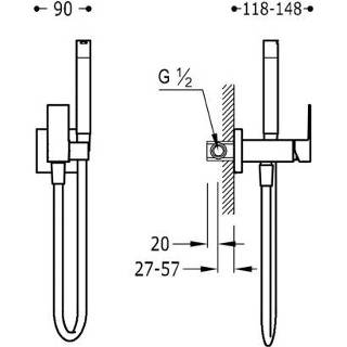 👉 Bidet mengkraan RVS messing standaard perlator keramisch bouw Cuadro Exclusive look zonder waste hendel Inbouw Bidetmengkraan Tres met Doucheslang en 8429546493930