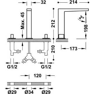 👉 Wastafelmengkraan RVS Slim Exclusive knop standaard perlator zonder waste mengkraan opbouw keramisch messing Tres 3-Gats met 2 Knoppen 8429546503967