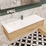 👉 Badmeubel melamine washed oak mat MONDIAZ LUSH 120cm 1 lade wastafel cloud links zonder kraangat A40118WOA0M35163 6011437954914