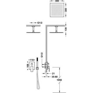 👉 Messing RVS mengkraan vierkant bouw hendel Cuadro Exclusive look keramisch Regendoucheset Inbouw Tres Met Plafondarm en Handdoucheset Staafhanddouche 8429546538273
