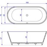 👉 Vrijstaande ligbad ovaal pinto Mat Wit Cast Marble Vrijstaand BWS 160x70x57 cm 8720104402167
