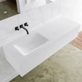 👉 Badmeubel solid surface urban mat MONDIAZ LAGOM 140cm 2 lades Wastafel cloud links zonder kraangat M64145UBM0M35201L 6011433938901