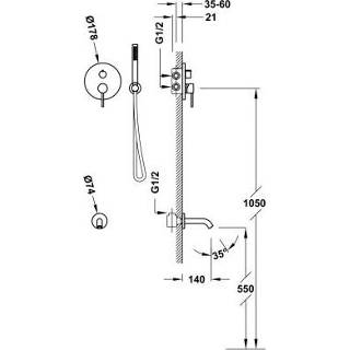 👉 Badkraan messing RVS keramisch hendel look mengkraan zonder waste Study Exclusive bouw standaard perlator Inbouw Tres met Staafhanddouche, Wanduitloop en 8429546539881