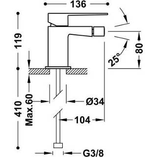 👉 Bidet mengkraan messing greep keramisch Slim Exclusive zonder waste opbouw Mat Wit standaard perlator Bidetmengkraan Tres 1-Hendel Uitloop Recht Vierkant 8429546512150