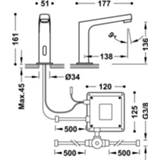 👉 Messing chroom Tempo Base mengkraan standaard perlator met waste Elektronische Fonteinkraanset Tres Hoekige Kraan 2 Uitgangen 8429546540375