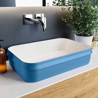 👉 Waskom blauw solid surface rechthoekig opbouw arvo Mondiaz 55x38cm jeans / talc 7434233585509