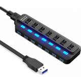 👉 Schakelaar USB 3.0 HUB 4 7 Poort met LED Power Opladen Meerdere Splitter High Speed 5 Gbps Hab USB-HUB EU VS AU UK Adapter 8720306444873