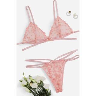 👉 Polyester roze Grote maten sexy lingerie Borduurwerk