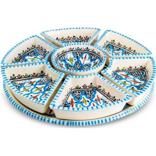 👉 Snackschaal turkoois blauw aardewerk multikleur Dishes & Deco Tapas En Turquoise Blue Fine 8-delig 8719244402212