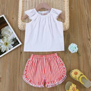 👉 Babysetje katoen rood baby's Casual Gestreept Baby-setjes Ruches