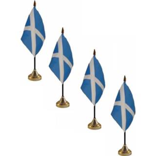 👉 Tafelvlag 4x stuks Schotland tafelvlaggetjes 10 x 15 cm met standaard