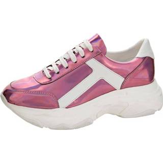 👉 Sneaker in opvallende metallic look Zilverkleur/Wit