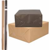 👉 Inpakpapier bruin zwart 4x Rollen kraft inpakpapier/kaftpapier pakket bruin/zwart 200 x 70 cm