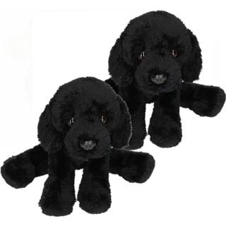 👉 Hondenknuffel zwarte kinderen 2x stuks Labrador honden knuffel 12 cm