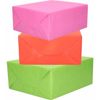 👉 Inpakpapier groen roze 6x Rollen kraft groen/roze/rood 200 x 70 cm