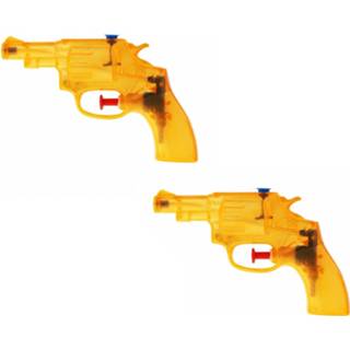 👉 Waterpistool oranje transparant kinderen 2x cowboy 13 cm