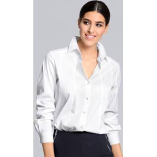 👉 Overhemd wit effen vrouwen doorgestikte biesjes Overhemdblouse Alba Moda 4055715527683 4055715527676