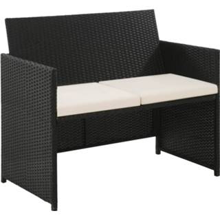 👉 Tuinbank zwart active 2-zits met kussens poly rattan 8718475601395