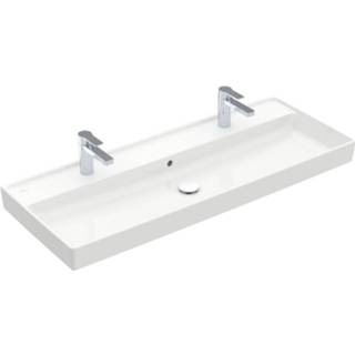 👉 Meubel wastafel TitanCeram Wit Alpin Villeroy & Boch Collaro meubelwastafel 120x47cm met overloop 2 kraangaten 4A33C401 4051202850043