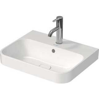 👉 Ventiel keramisch keramiek wit Duravit HappyD 2 Plus opbouwwastafel met kraangat overloop 50x40cm push-open 2360500000 4053424701707