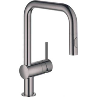 👉 Keuken kraan hard graphite Grohe Minta 1-gats keukenkraan met draaibare U-uitloop en uittrekbare dual spray 32322A02 4005176488818