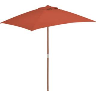 👉 Parasol houten terracotta oranje Vidaxl Met Paal 150x200 Cm 8718475697770