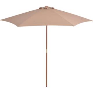 👉 Parasol houten bruin Vidaxl Met Paal 270 Cm Taupe 8718475697558