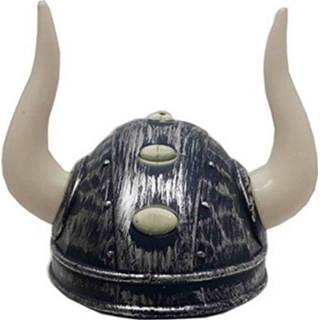 Helm kunststof zilverkleurig Viking Verkleed Met Hoorns - Carnaval Hoeden 8718758530855